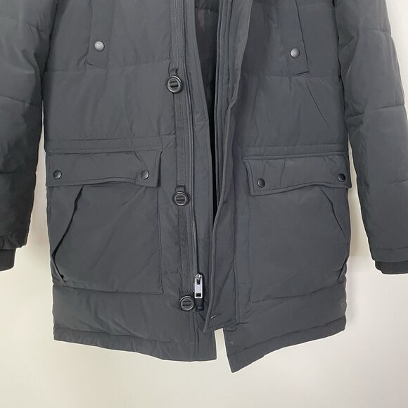 Express‎ Womens Puffer Coat Faux Fur Trim Hood Black Medium - Picture 6 of 11